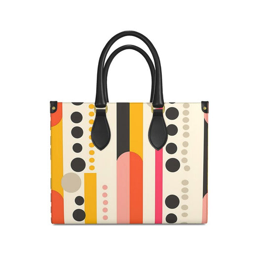 Nova Polka-Stripes Leather Shopper Bag