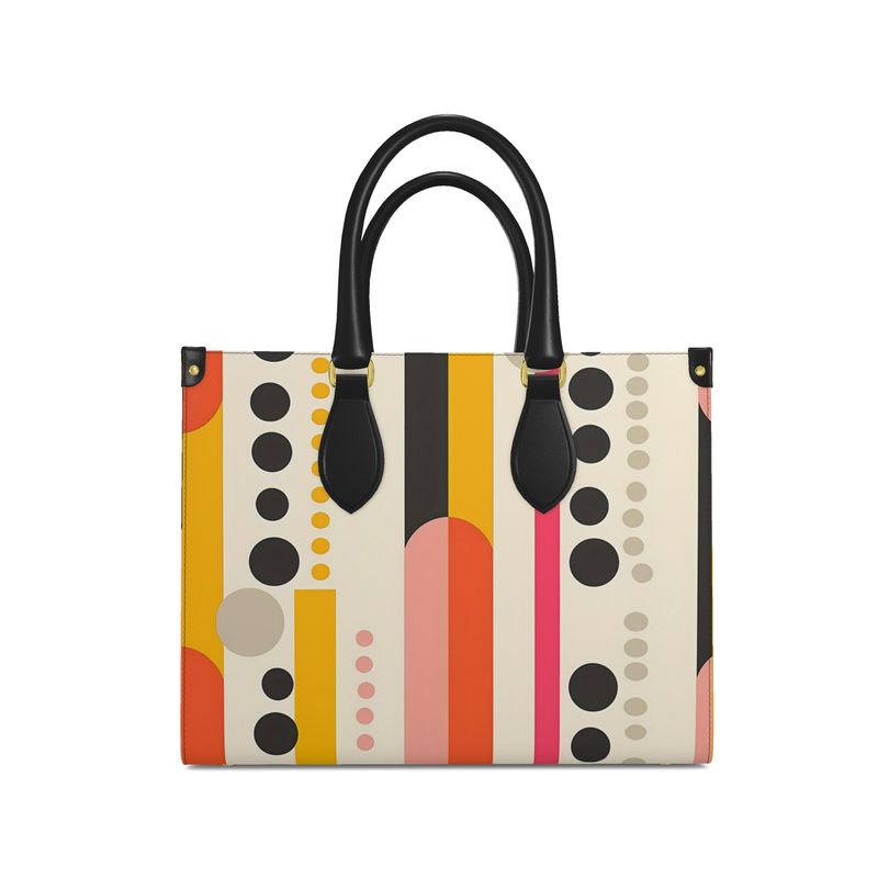 Nova Polka-Stripes Leather Shopper Bag