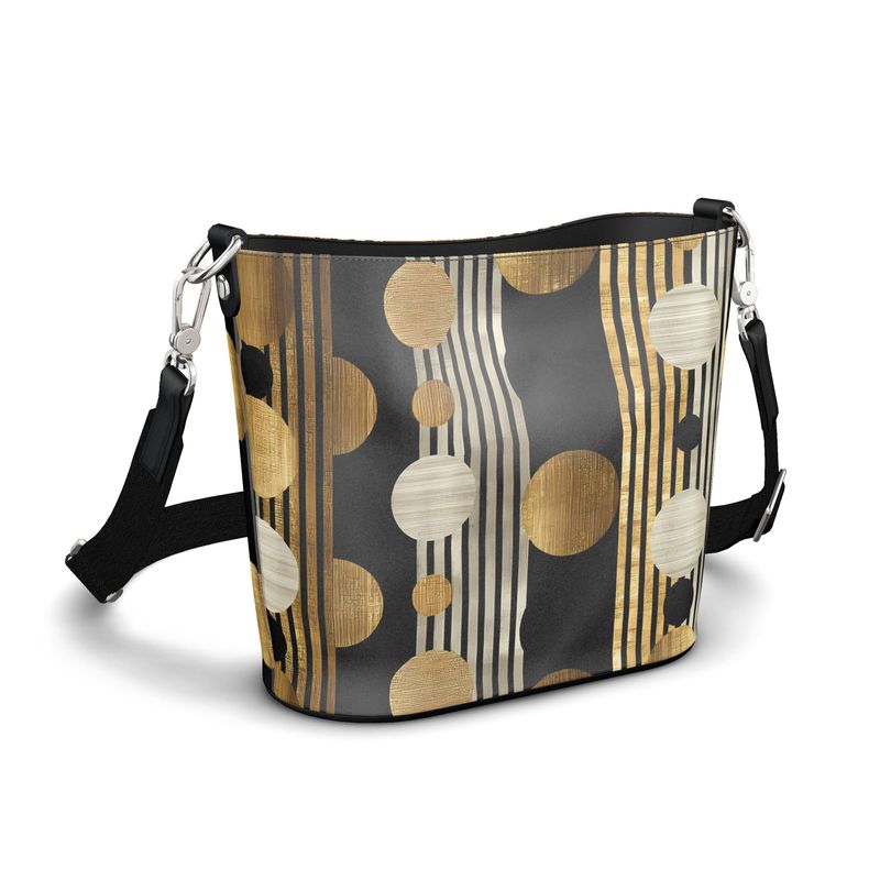 Oriah Nova™ Polka-stripes Penzance Large Leather Bucket Tote