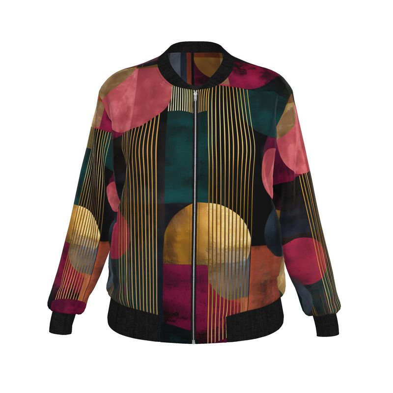 Auric Realm Polka-stripes Ladies Bomber Jacket