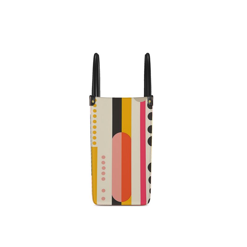 Nova Polka-Stripes Leather Shopper Bag