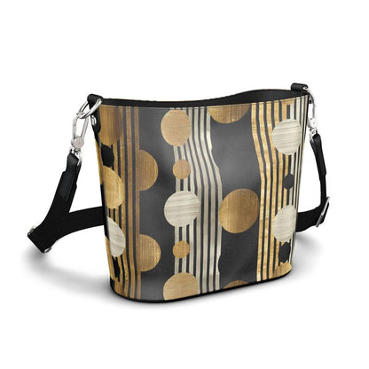 Oriah Nova™ Polka-stripes Penzance Large Leather Bucket Tote
