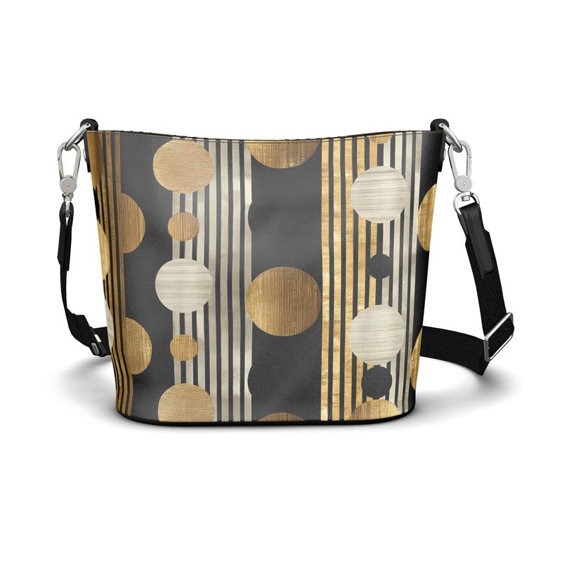 Oriah Nova™ Polka-stripes Penzance Large Leather Bucket Tote