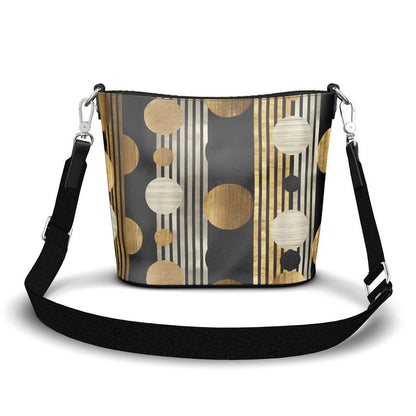 Oriah Nova™ Polka-stripes Penzance Large Leather Bucket Tote