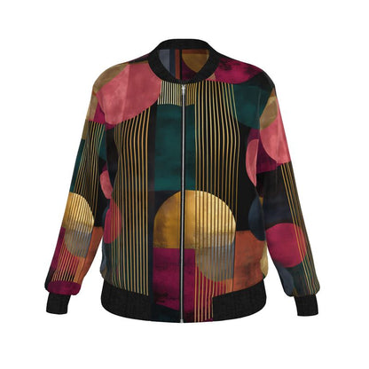 Auric Realm Polka-stripes Ladies Bomber Jacket
