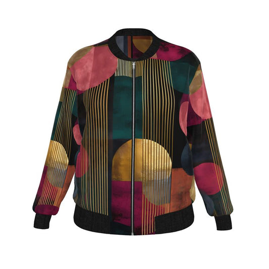 Auric Realm Polka-stripes Ladies Bomber Jacket