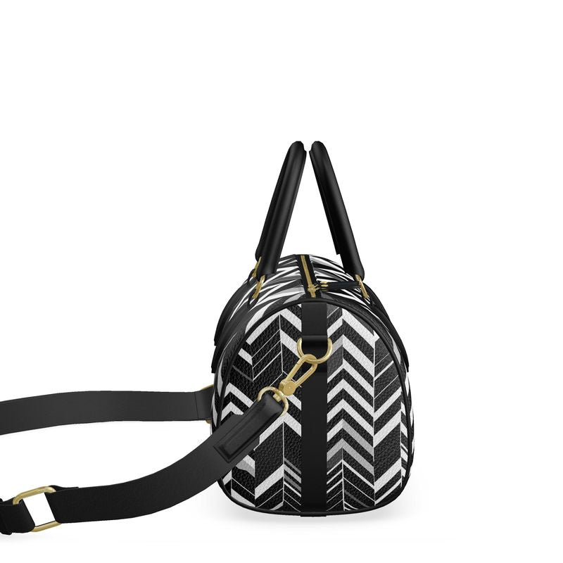 Monochrome Chevron Luxe Mini Denbigh Duffle Bag